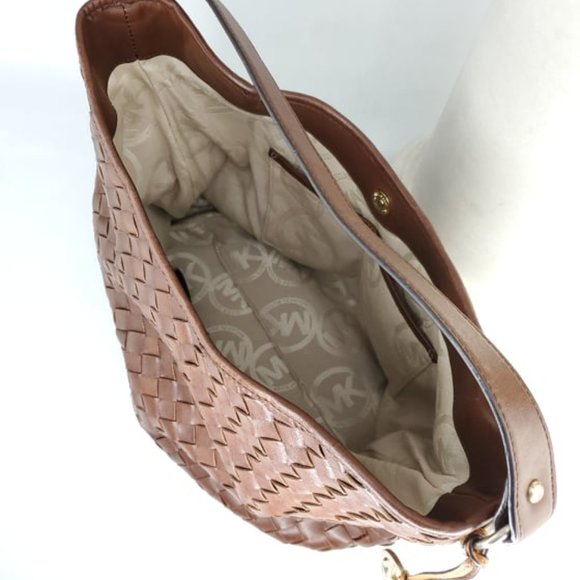 MICHAEL KORS Brown Woven Leather Top Handle Bag - Picture 10 of 10